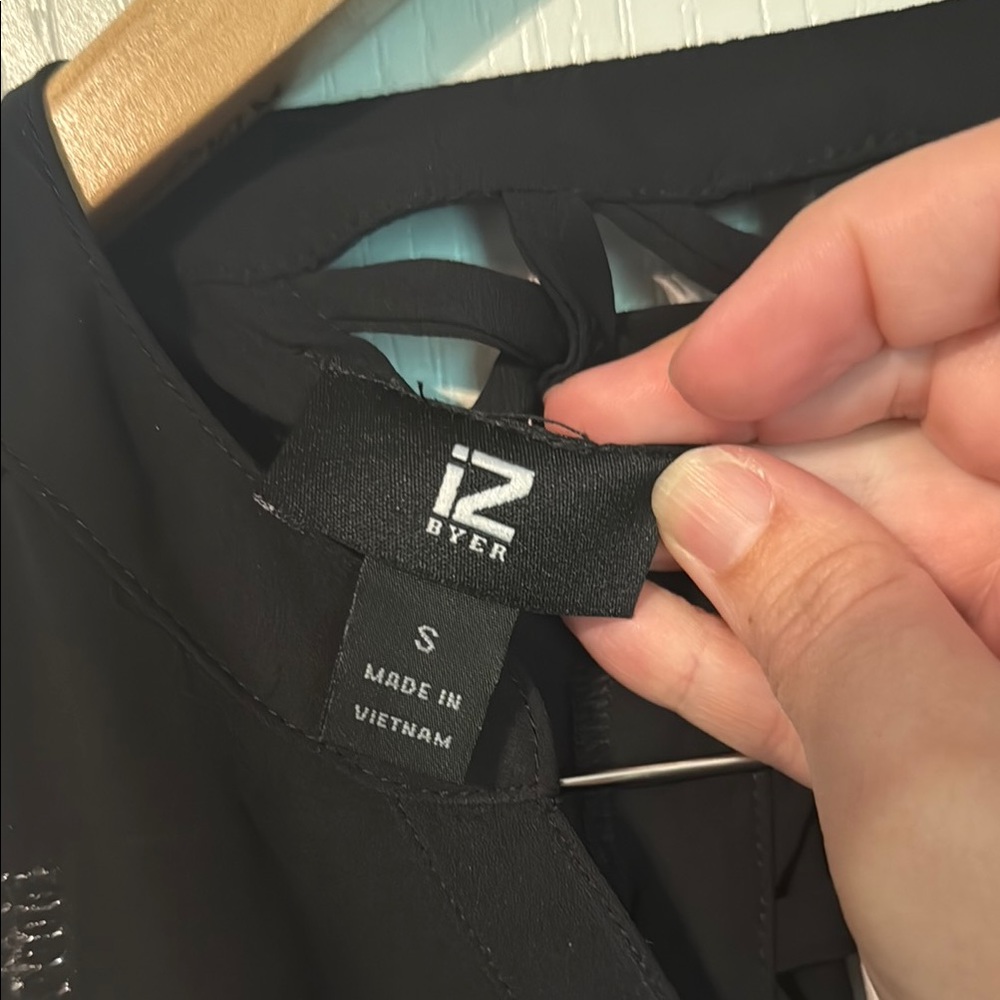 Iz Byer Black Tank Top with Crisscross Back - Picture 2 of 3